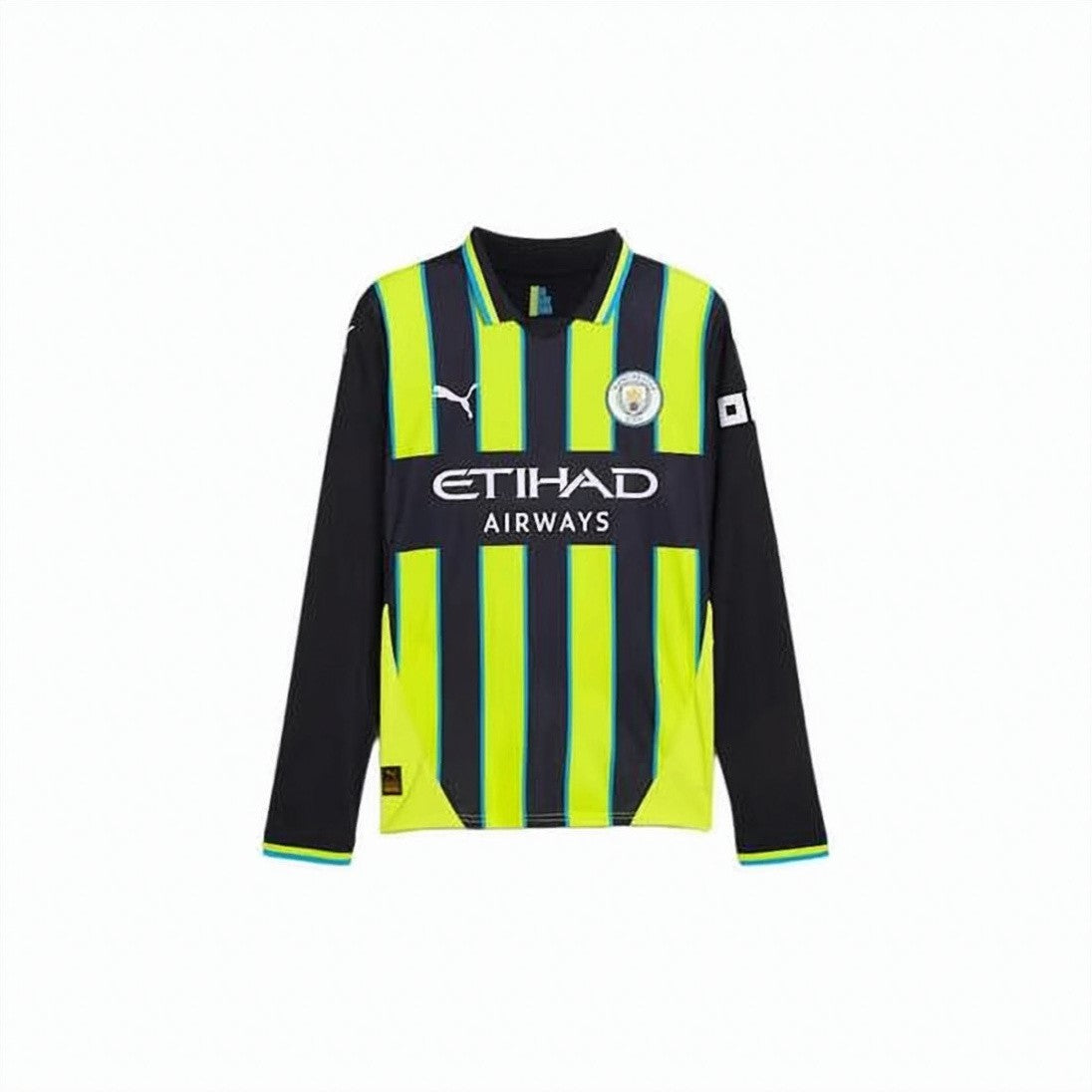 Puma Long-Sleeve Sports Jersey With Neon Stripes And Classic Collar