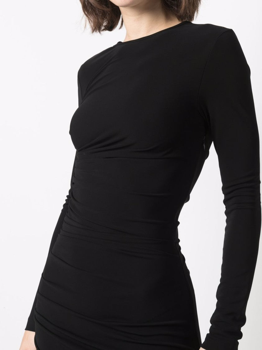 Dsquared2 Fitted Mini Black Ruched Viscose Dress