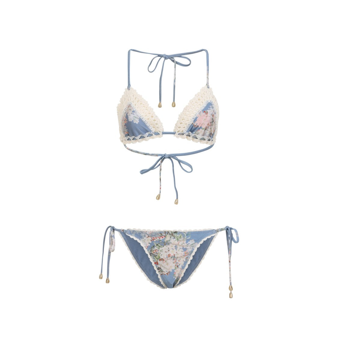 Zimmermann Floral Print Bikini Set With Scalloped Edges