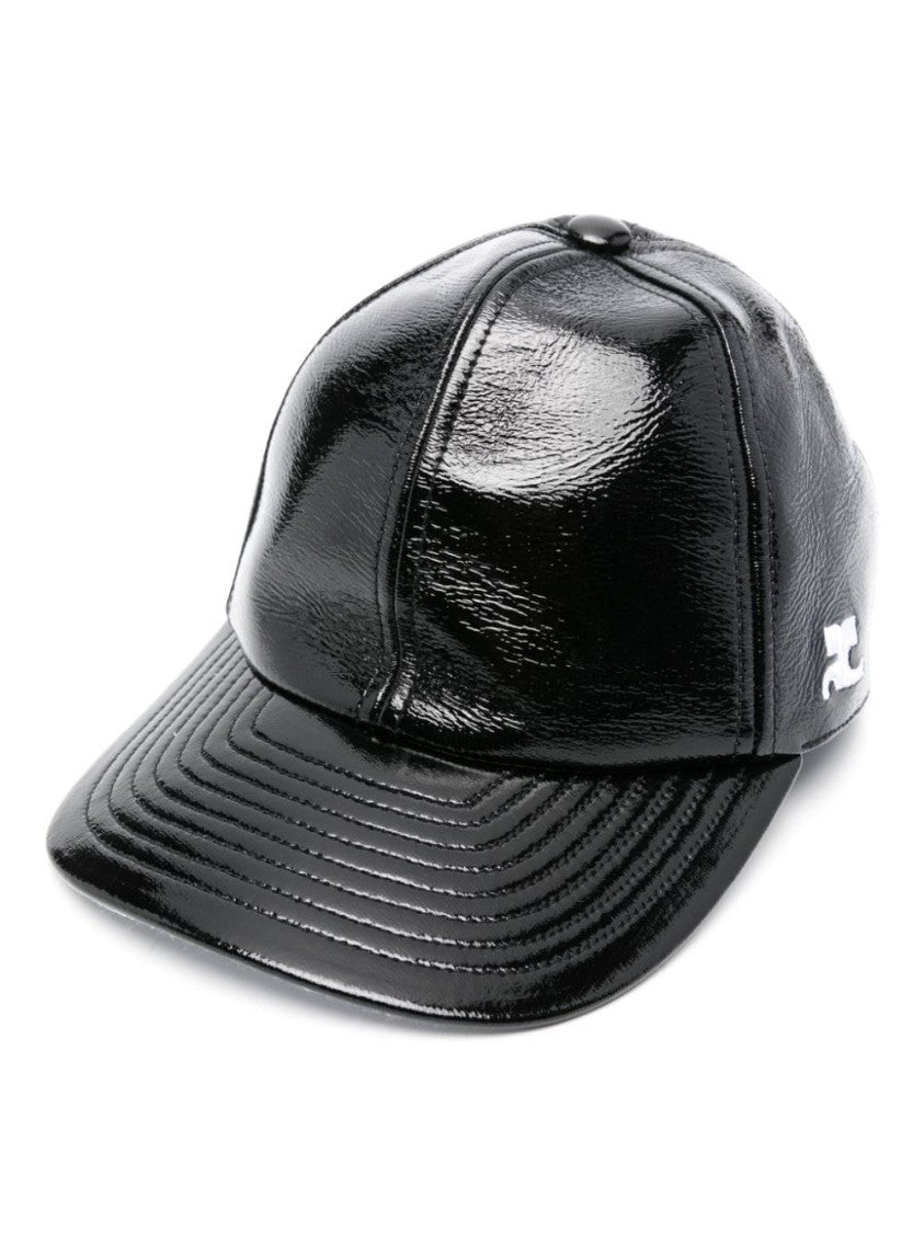Courrèges Black Patent Finish Six-Panel Hat