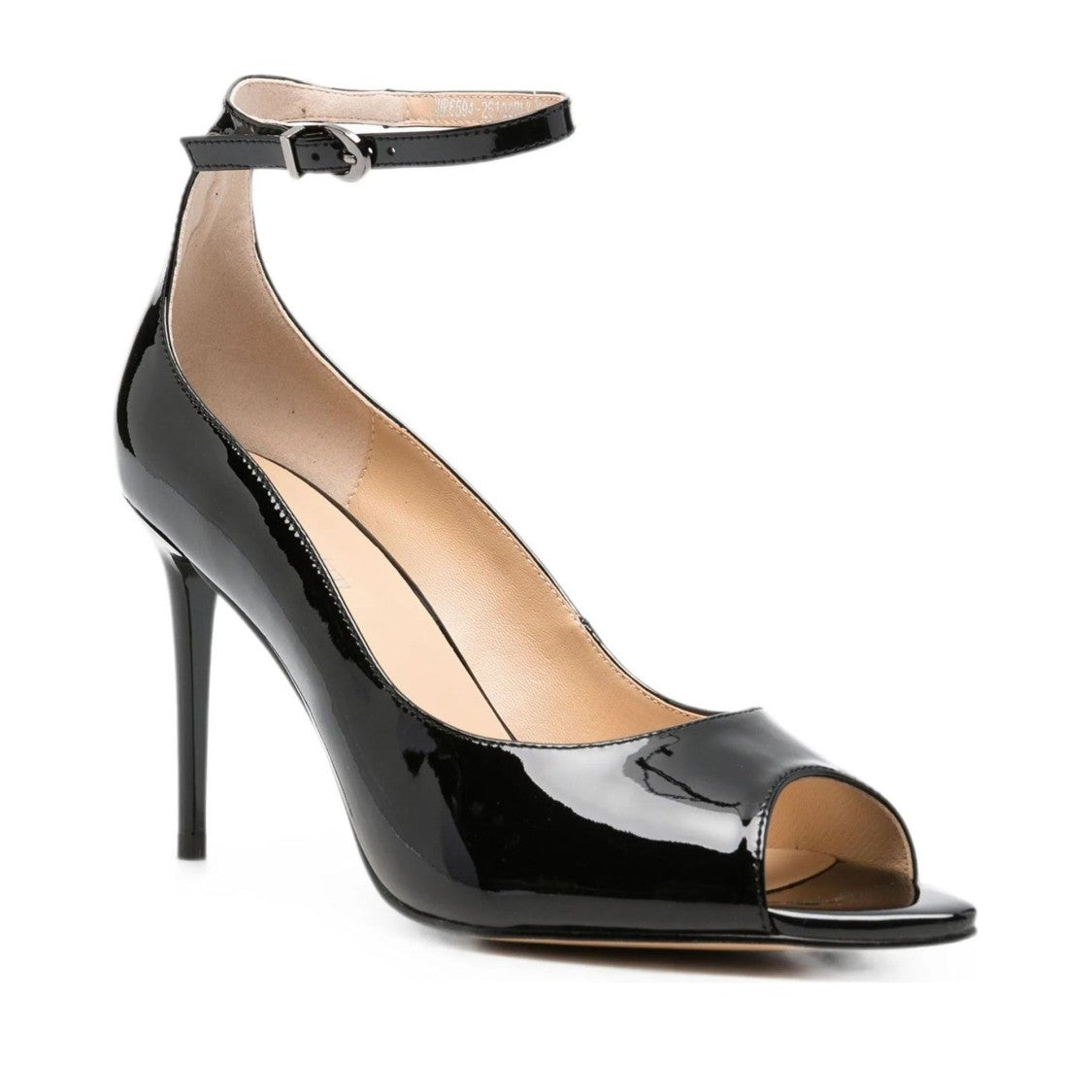 Sergio Moretti Black High Stiletto Ankle Strap Patent Leather Sandals