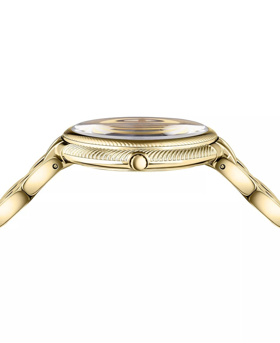 Versace Gold-Tone Stainless Steel Analog Watch With Textured Bezel