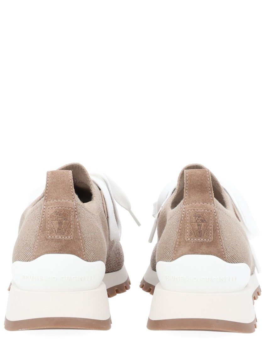 Brunello Cucinelli Runner Knitted Cotton Suede Sneakers