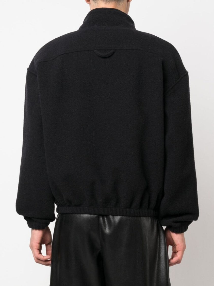Rier Black Relaxed-Fit Half-Zip High Collar Sweater