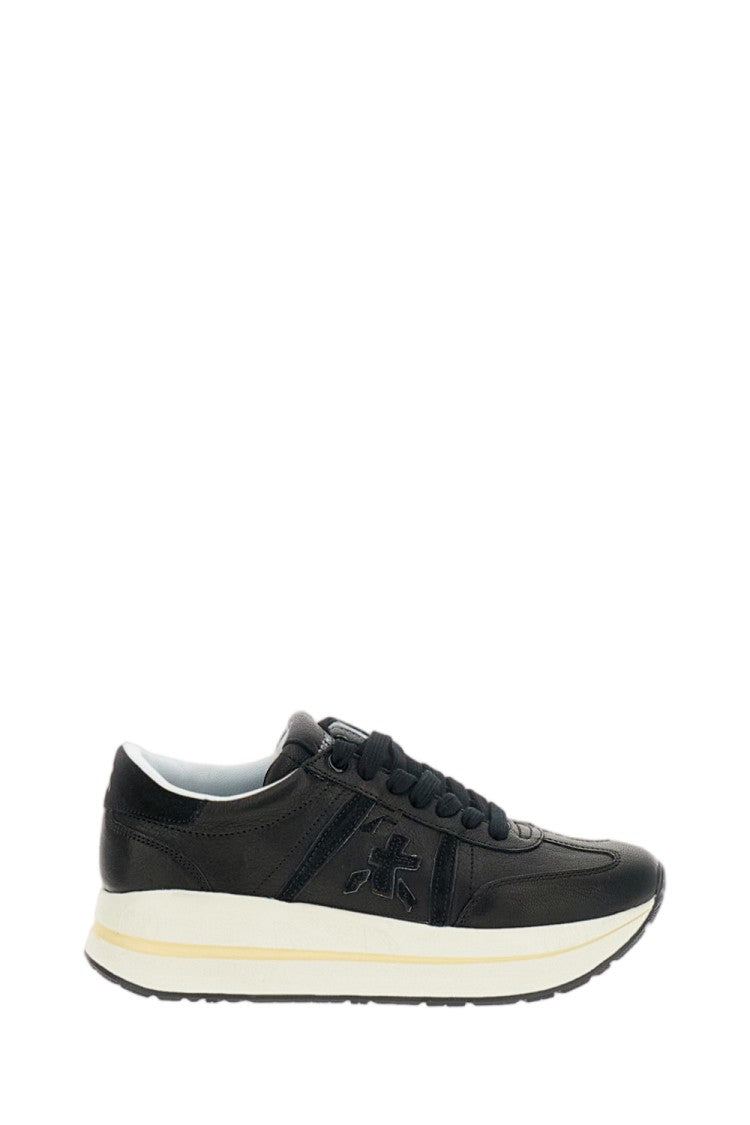 Premiata Black Bethcoin Leather Platform Sneakers