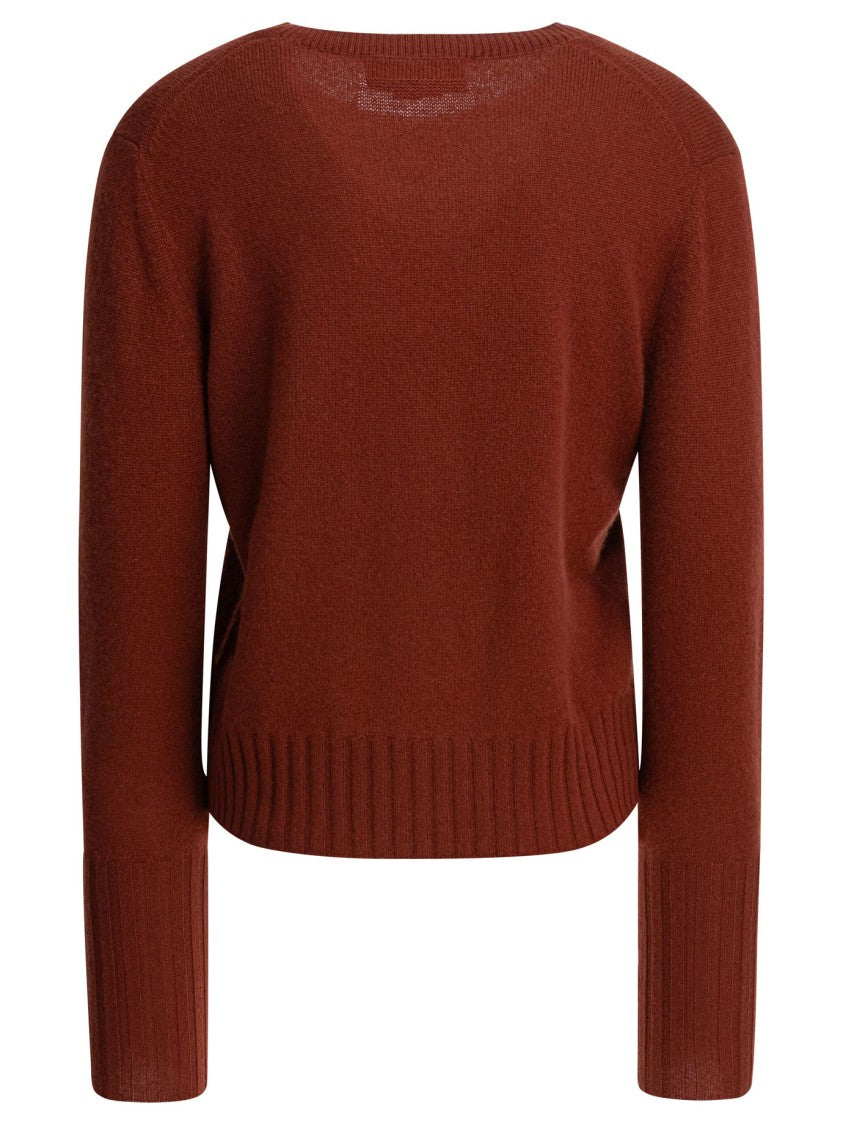 Guest In Residence Shrunken Crew Neck Sweater In Rich Brown Cashmere