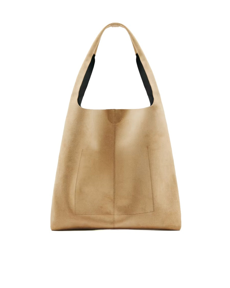 Patrizia Pepe Urban City Sand Beige Suede Bag
