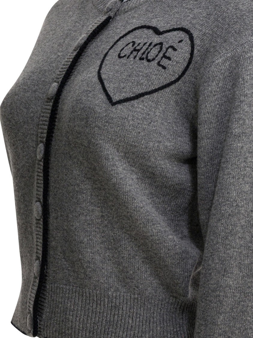Chloé Wool And Cashmere Cardigan With Logo