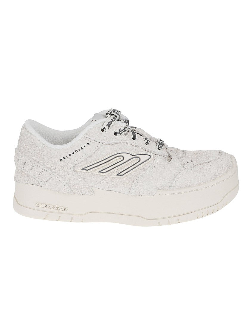 Balenciaga Brushed Suede Calfskin Low-Top Sneakers With Iconic Sports Motifs