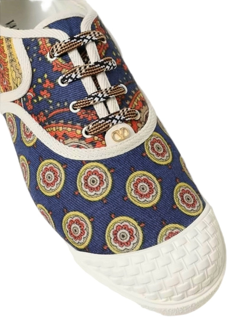 Valentino Garavani Artistic Patterned Sneakers With Textured Rubber Accents