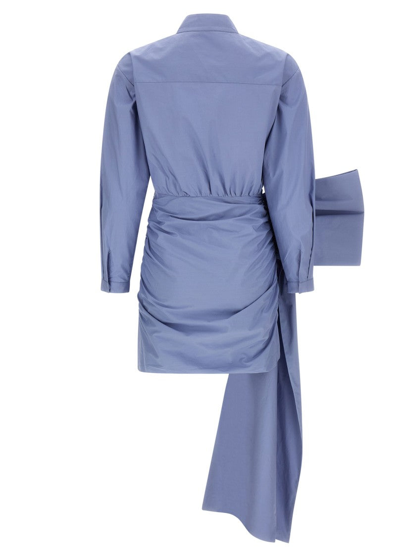 Self-Portrait 'Blue Cotton Tie Side Mini' Dress