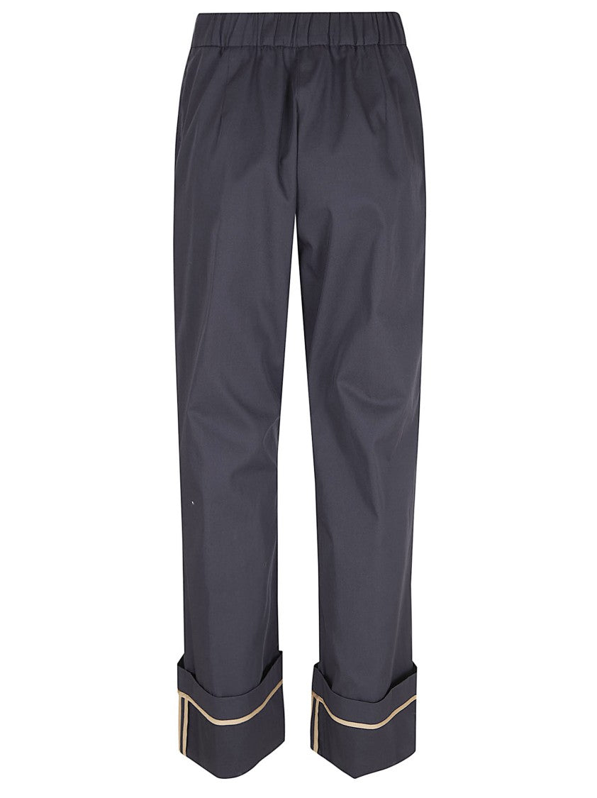 Herno Cotton Trousers With Concealed Zip And Contrasting Turn-Ups
