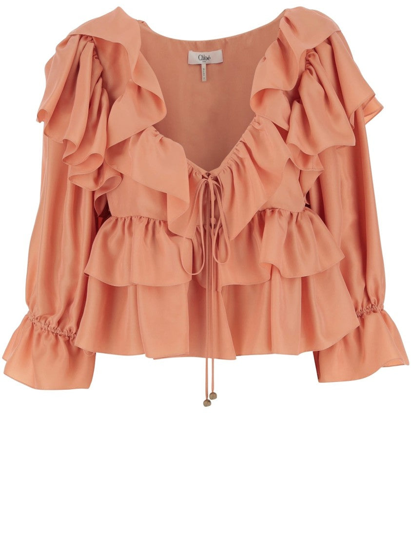 Chloé Silk Ruffle Top