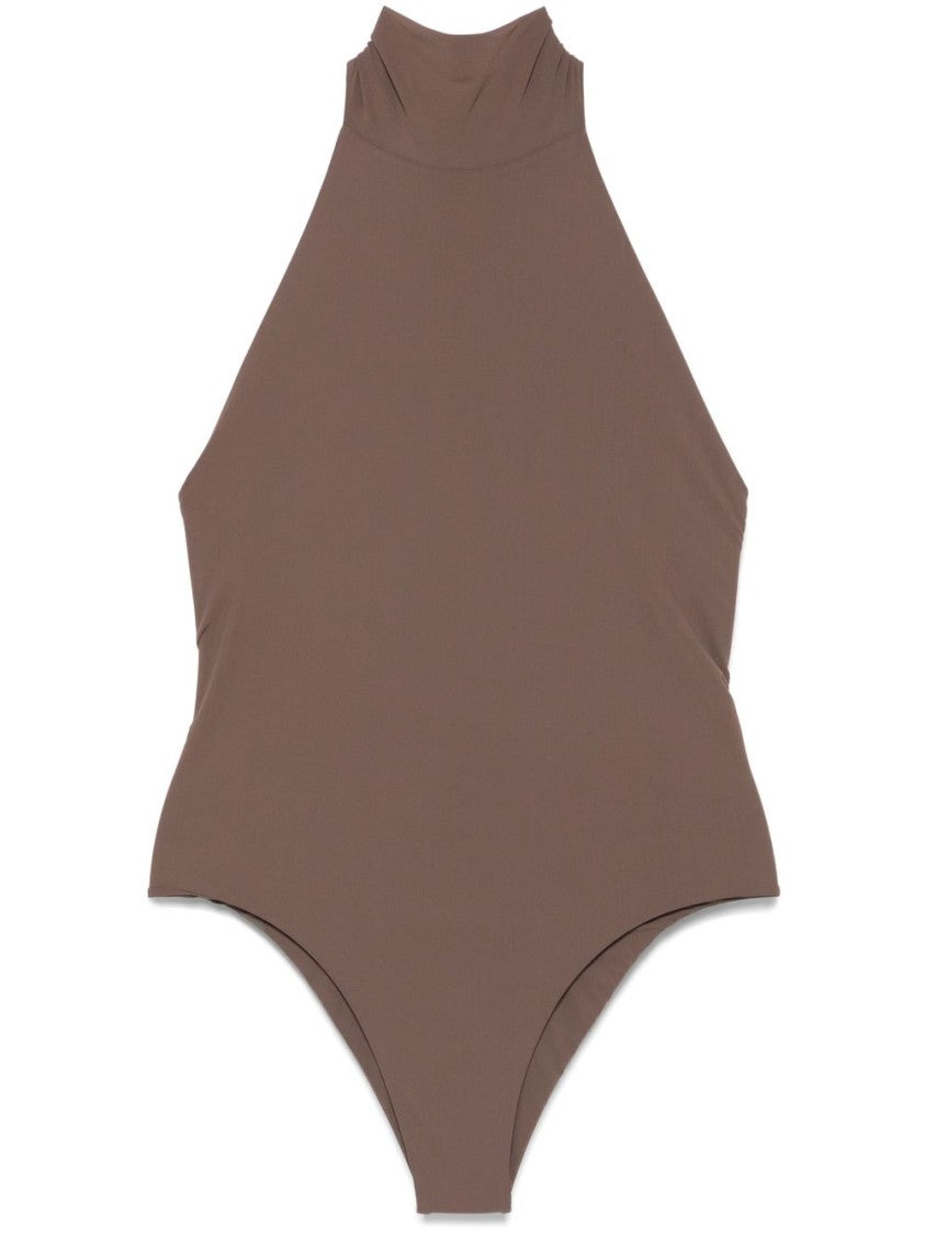 Amazuin High Neck Sleeveless Top With Draped Lower Section