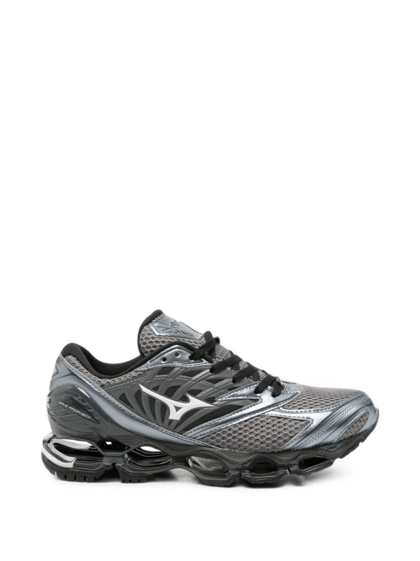 Mizuno Grey Mesh Upper Sculpted Sole Futuristic Sneakers