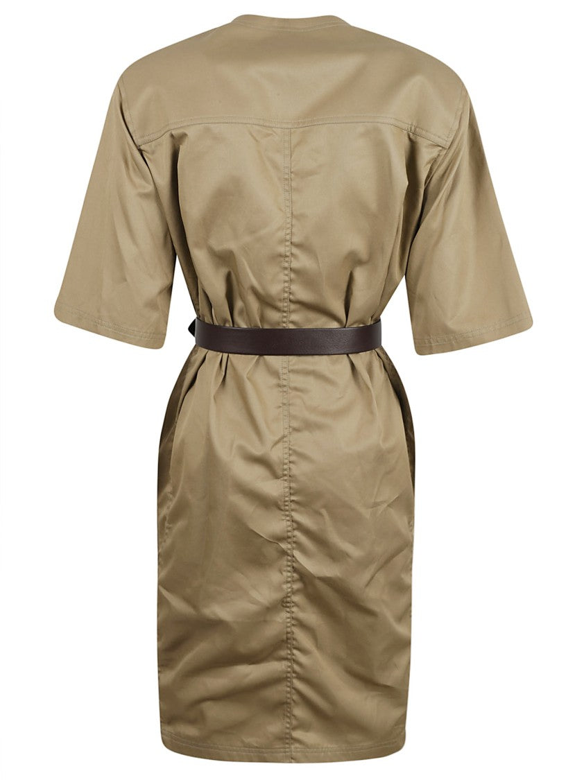 Saint Laurent Relaxed-Fit Beige Dress With Belted Waist