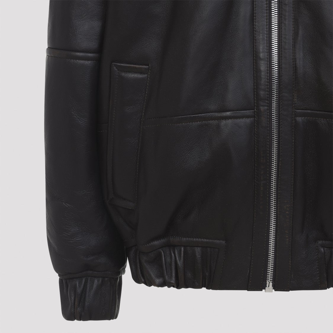 Jacquemus Bombardier Dark Brown Lamb Leather Jacket
