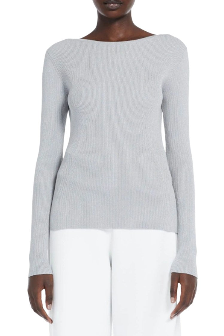 Max Mara Ribbed Knit Top With Boat Neckline