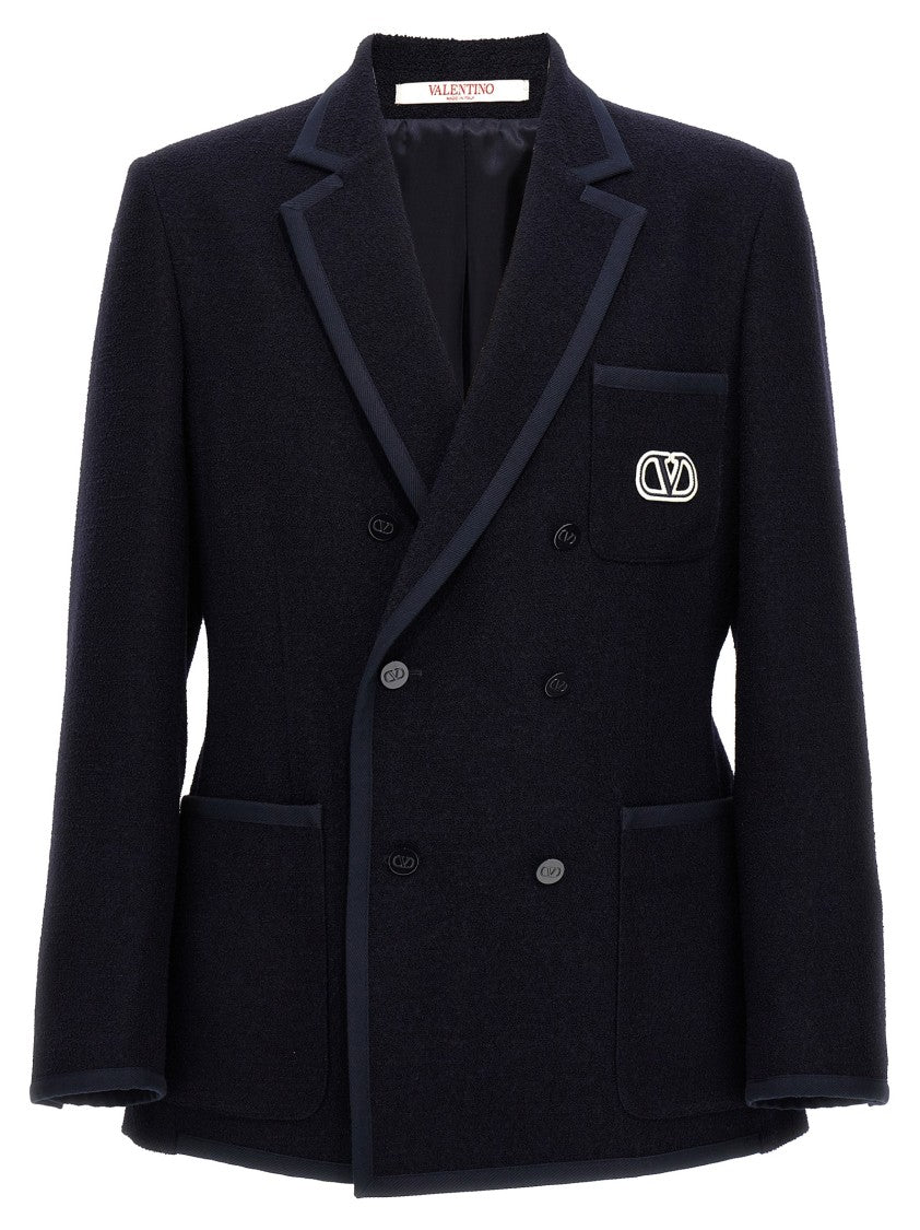 Valentino Garavani Double-Breasted Bouclè Wool Blazer