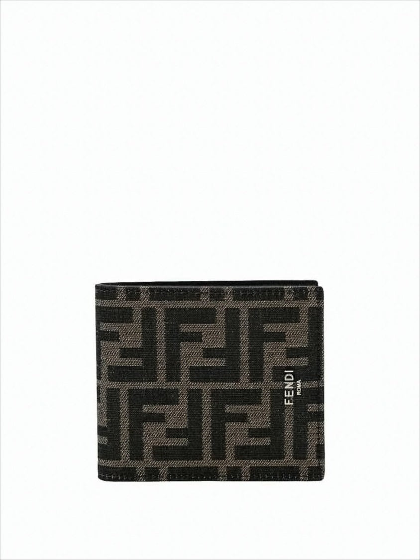 Fendi Compact Bifold Wallet With Textured Geometric Design