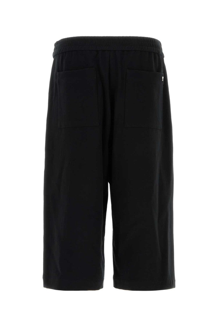 Ami Black Cotton Bermuda Shorts