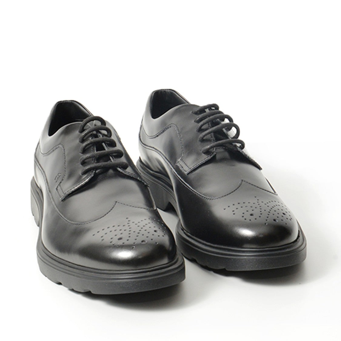 Hogan Black Brushed Leather Derby Shoes