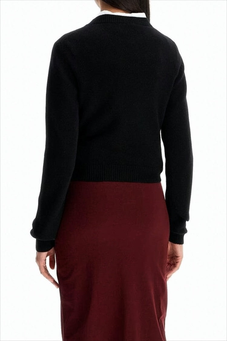 Miu Miu Cropped Cashmere Sweater With Classic Crew Neckline