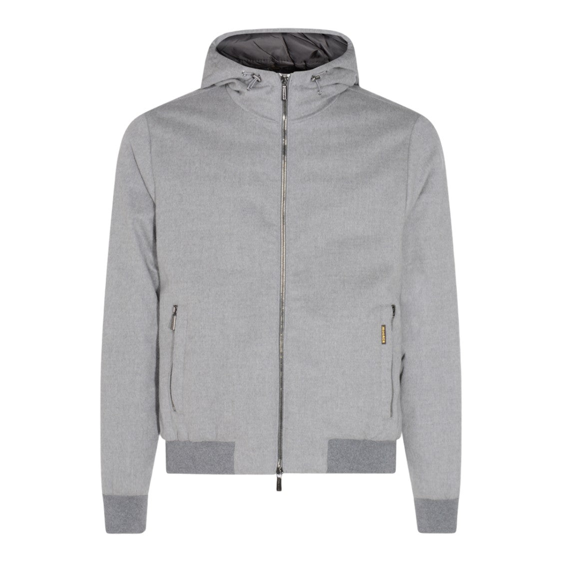 Moorer Hooded Grey Jacket With Zippered Pockets