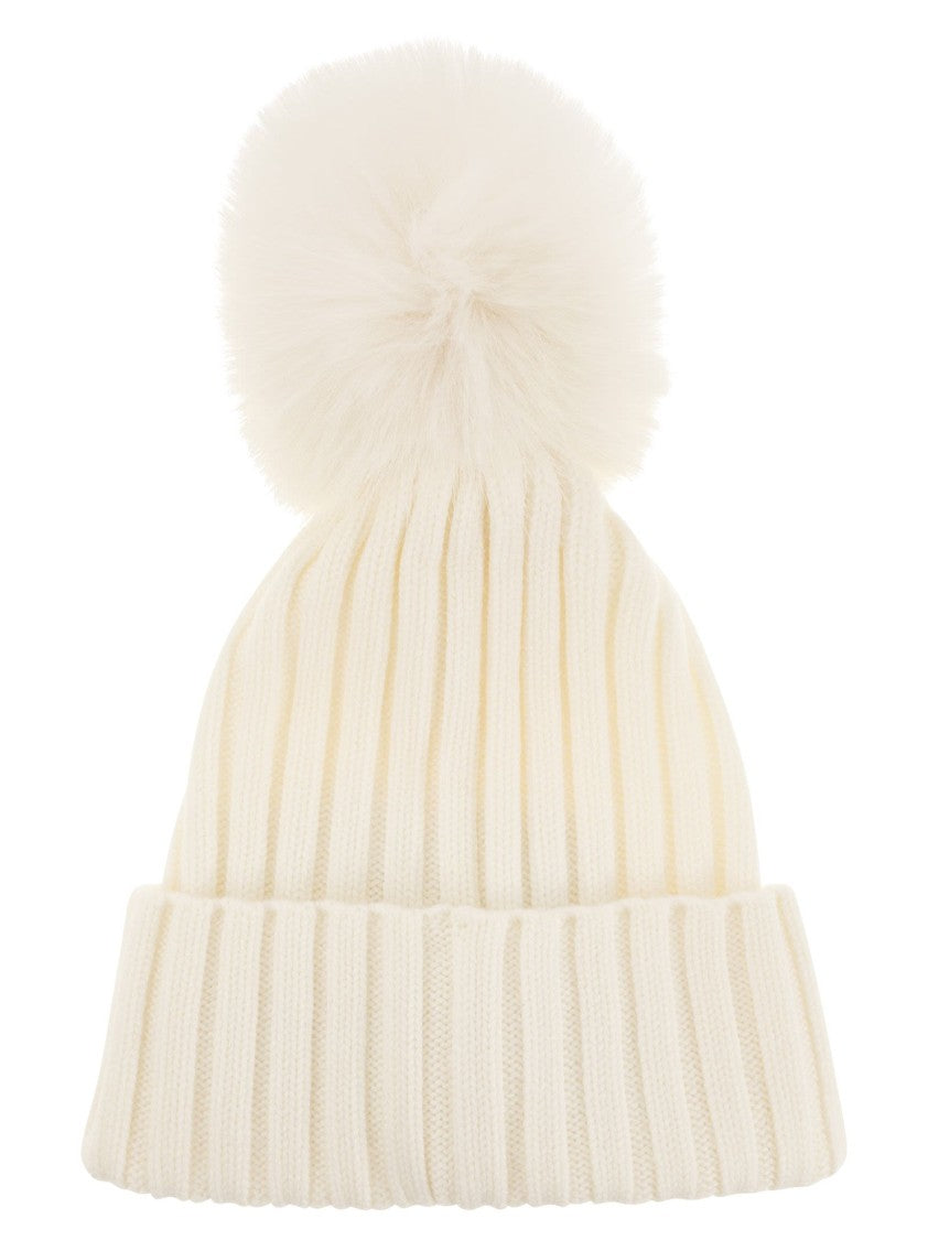 Moncler Wool Cap With Synthetic Pompom
