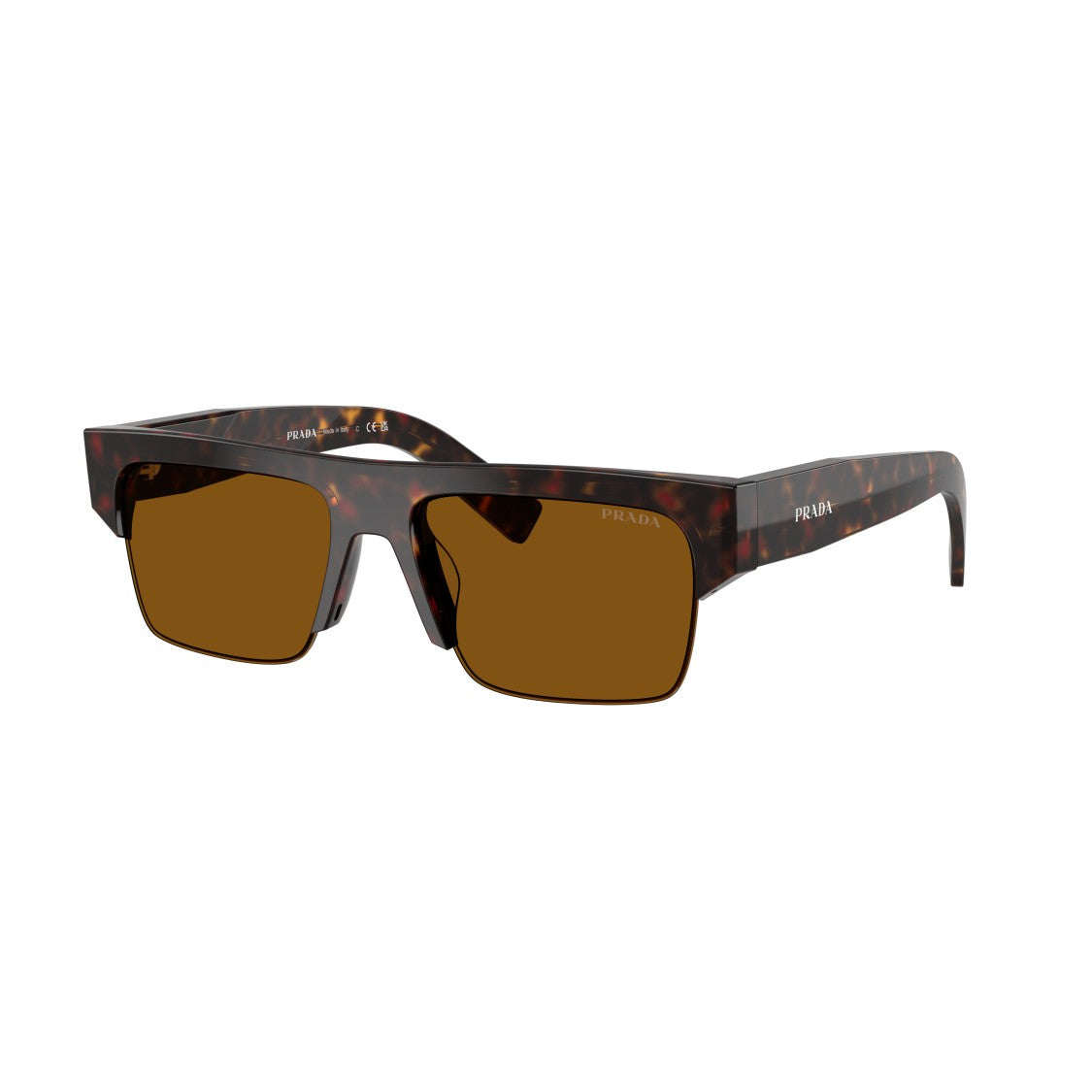 Prada 0Pr D12su Rectangular Tortoiseshell Acetate Sunglasses With Bold Arms