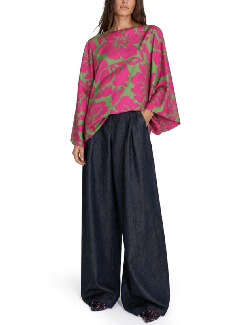 Dries Van Noten Viscose Floral Pattern Boat Neck Blouse