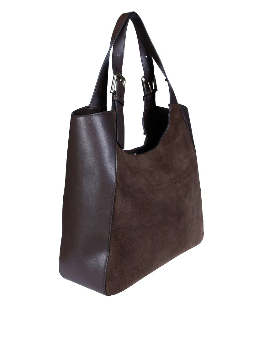Furla Dora L Buckle Suede Leather Tote Bag