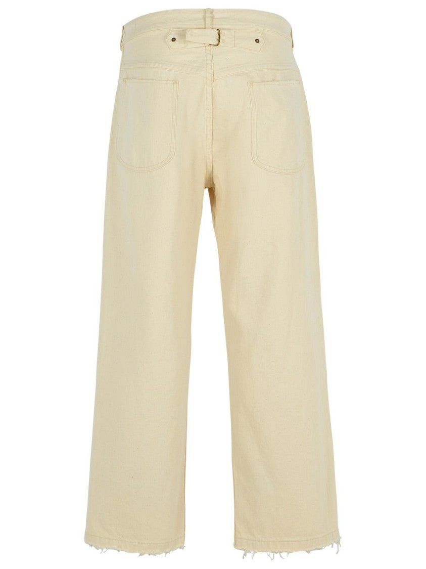 Maison Margiela 'Cropped' Beige Cotton Jeans
