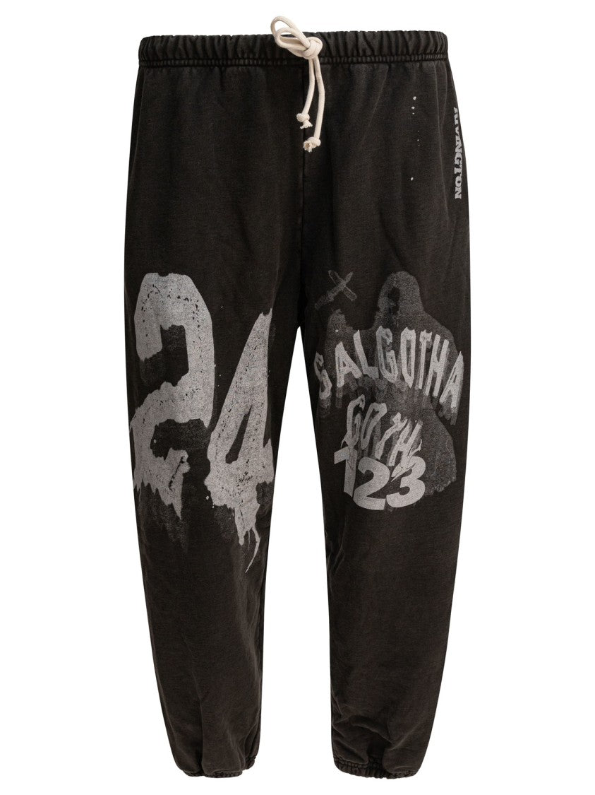 Rrr123 Relaxed-Fit Black Trousers With Graphic Prints