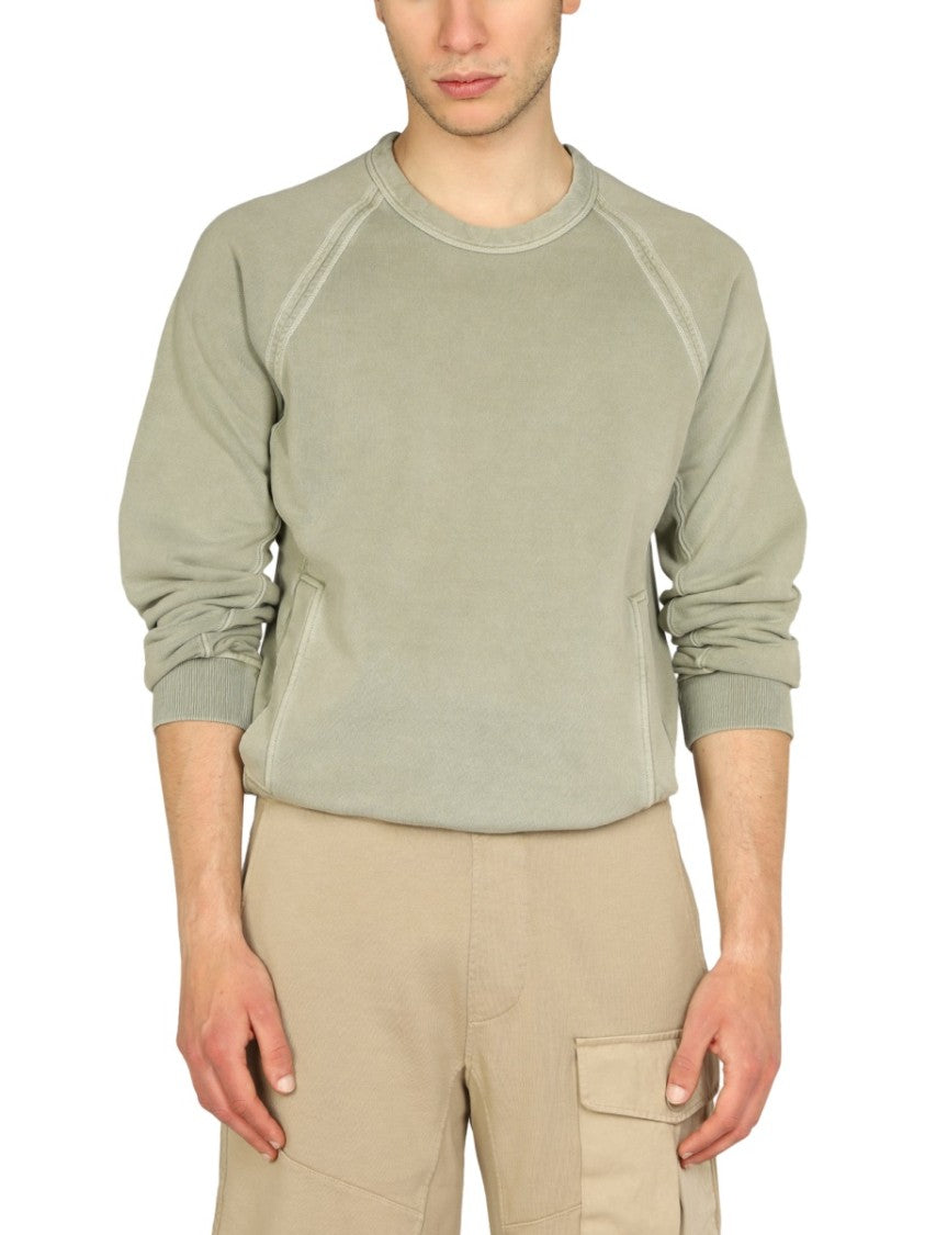 Ten C Cross-Neck Sweatshirt With Ribbed Details