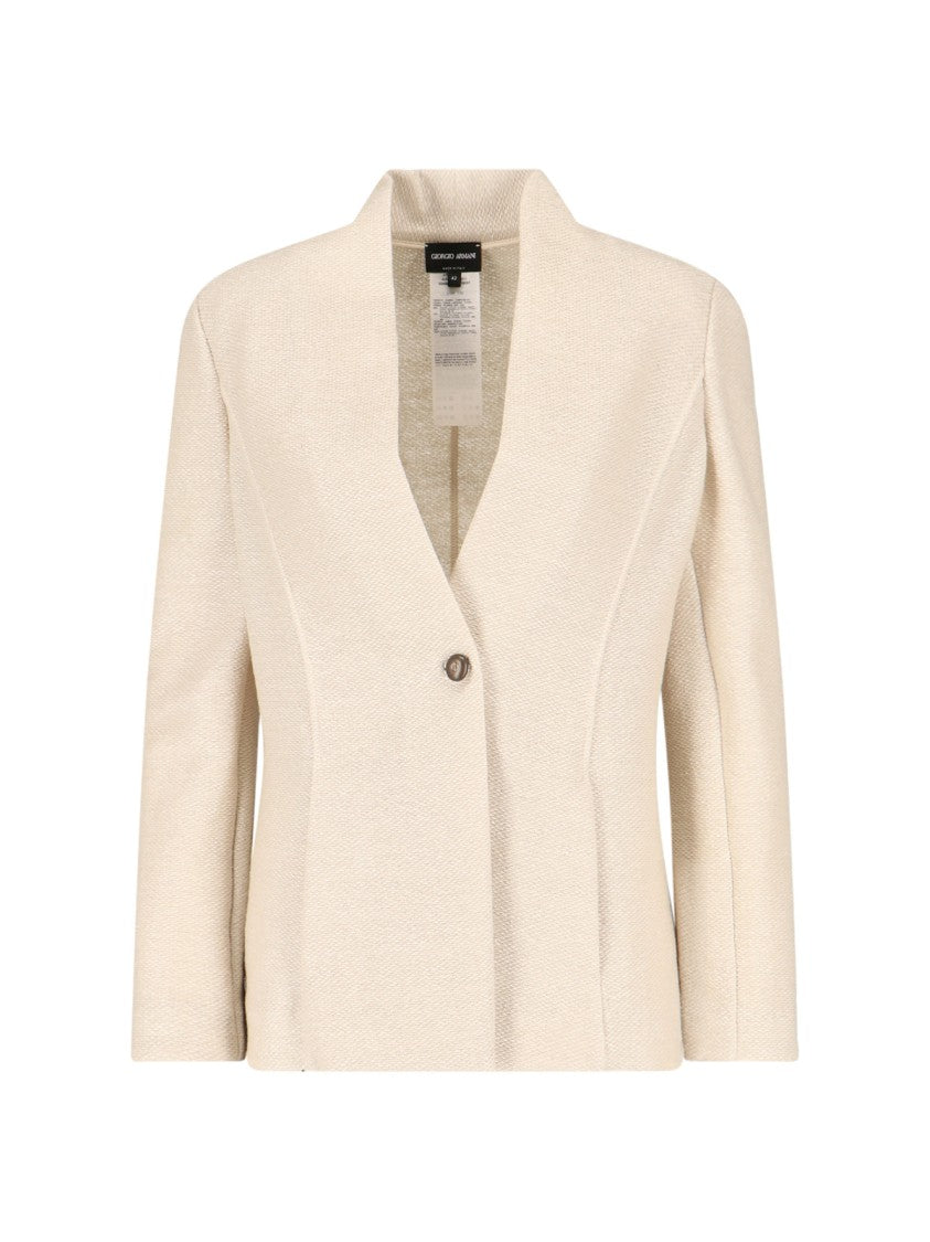 Giorgio Armani Single-Breasted Blazer – Cream