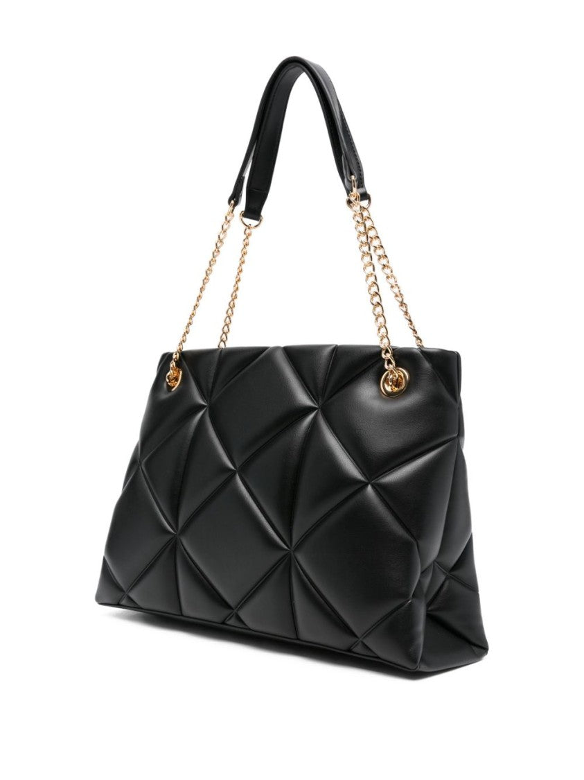 Love Moschino Quilted Black Shoulder Bag With Gold-Tone Accents
