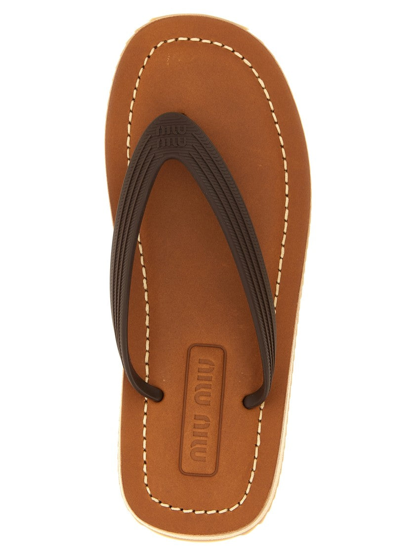 Miu Miu Rubber And Leather Slides