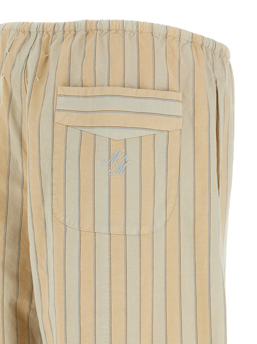 Maison Margiela Vertical Striped Cotton Pajama Pants With Relaxed Fit And Button Flap