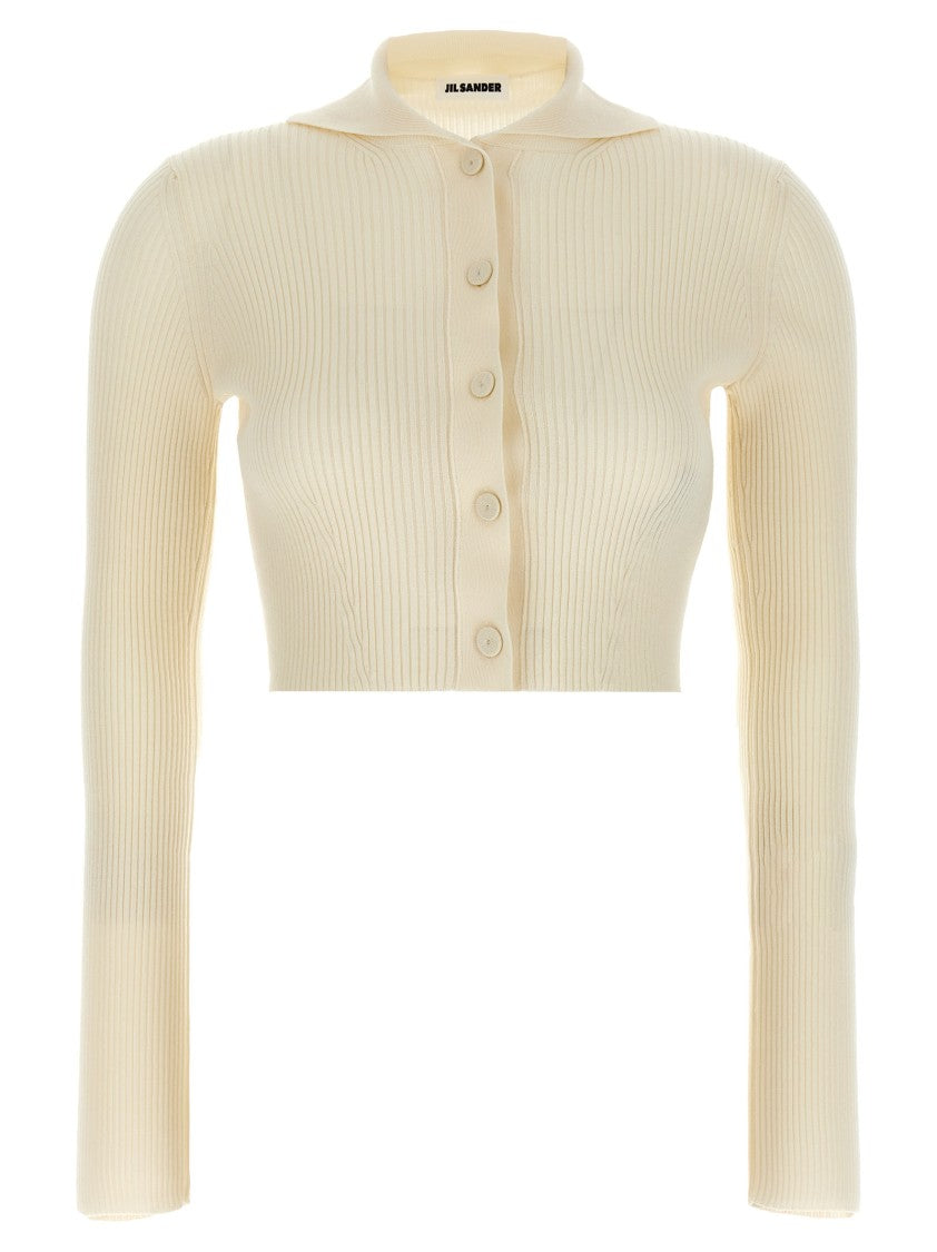 Jil Sander Ribbed Stretch Wool And Viscose Blend Cardigan