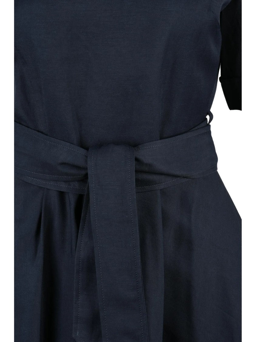 P.A.R.O.S.H. Blue Viscose Linen Women's Dress