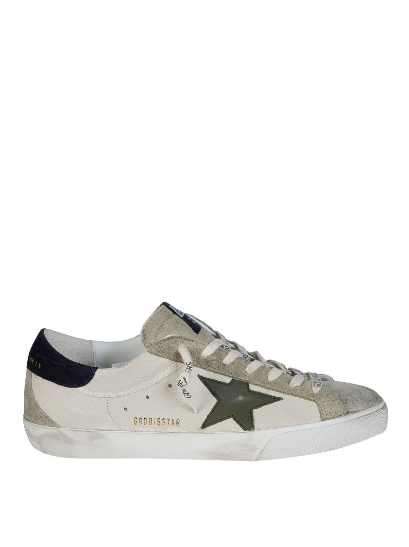Golden Goose Super Star Distressed White Leather Low-Top Sneakers