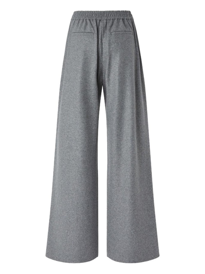 Pinko Wide-Leg Heathered Grey Trousers With Elegant Pleats