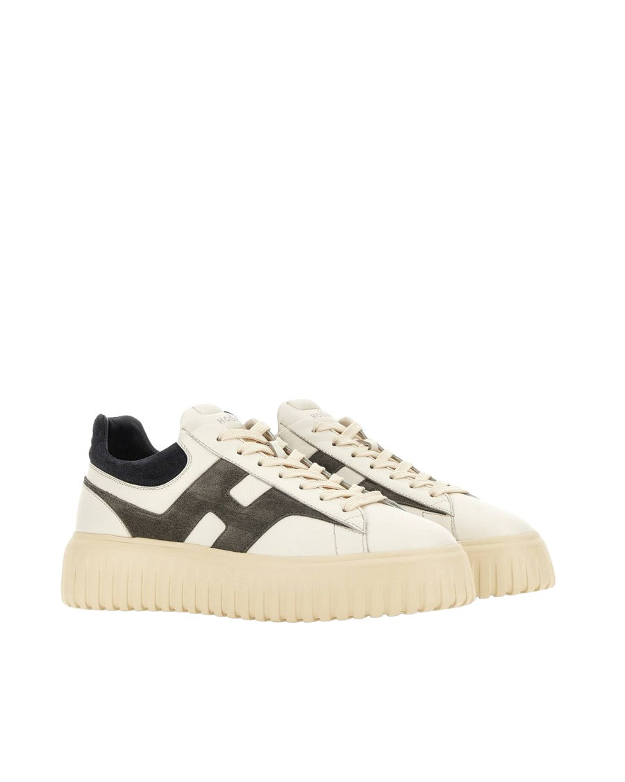 Hogan Ivory H-Stripes Nappa Leather Sneakers
