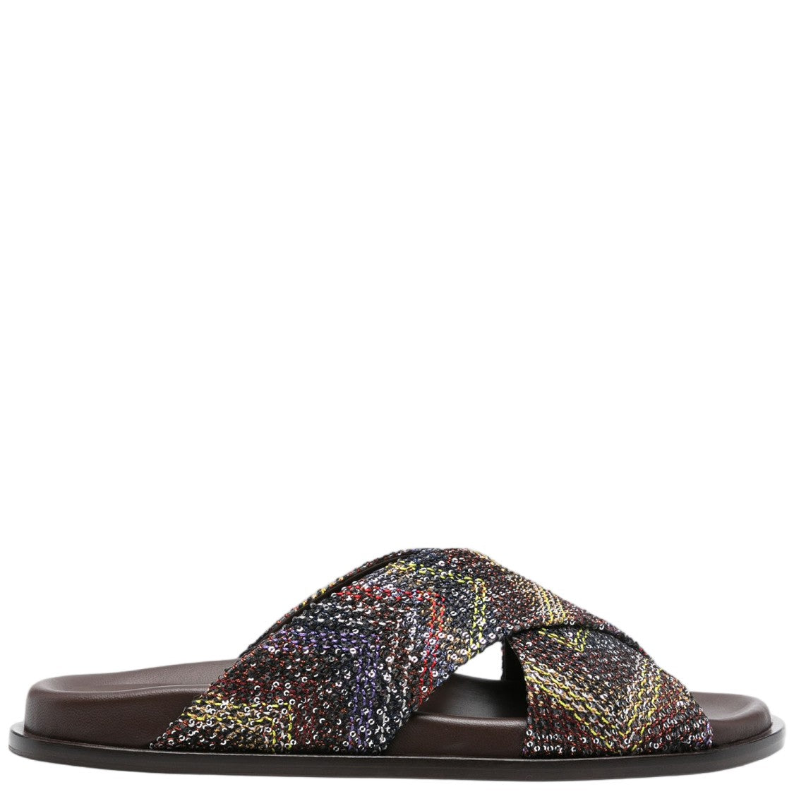 Missoni Multicolor Sequined Chevron Flat Sandals