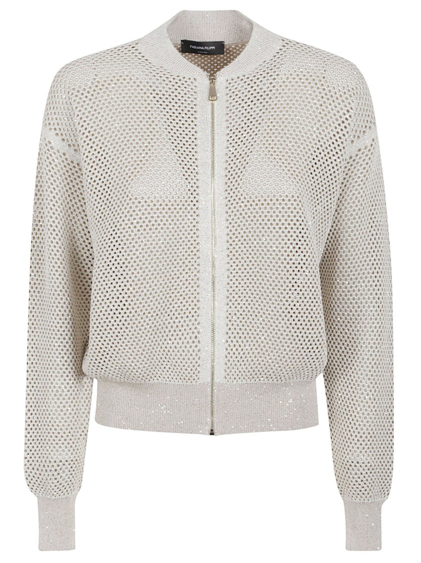 Fabiana Filippi Lightweight Open-Knit Mesh Jacket With Fitted Silhouette