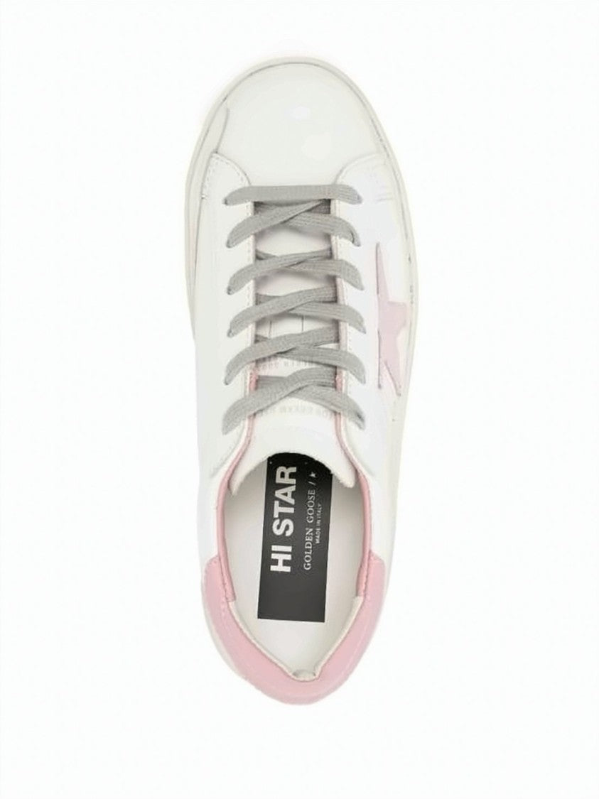 Golden Goose Low-Top Sneakers With Pink Star And Distressed Sole