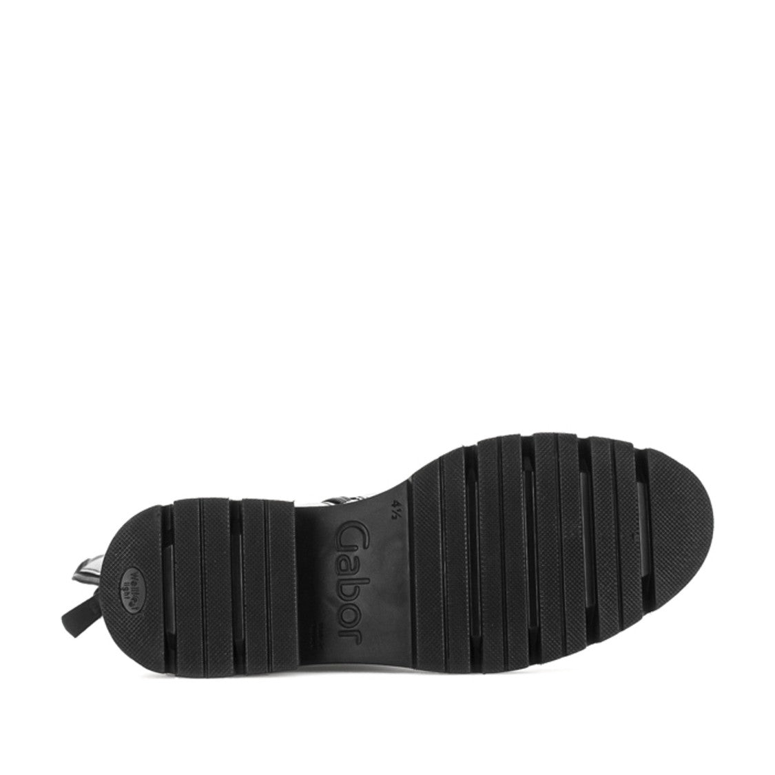 Gabor Black Chunky-Ridged Side Zipper Leather Boots