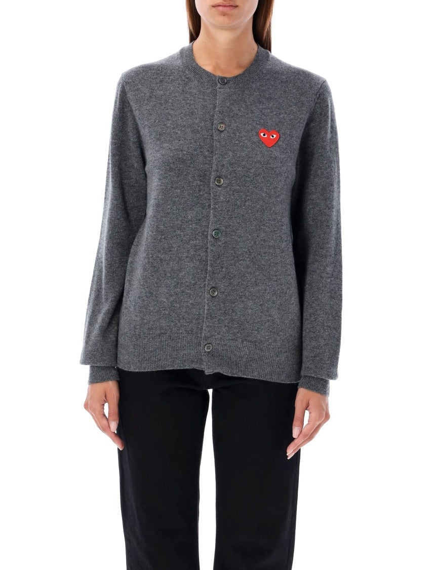 Comme Des Garçons Button-Up Knit Cardigan With Heart Patch Detail