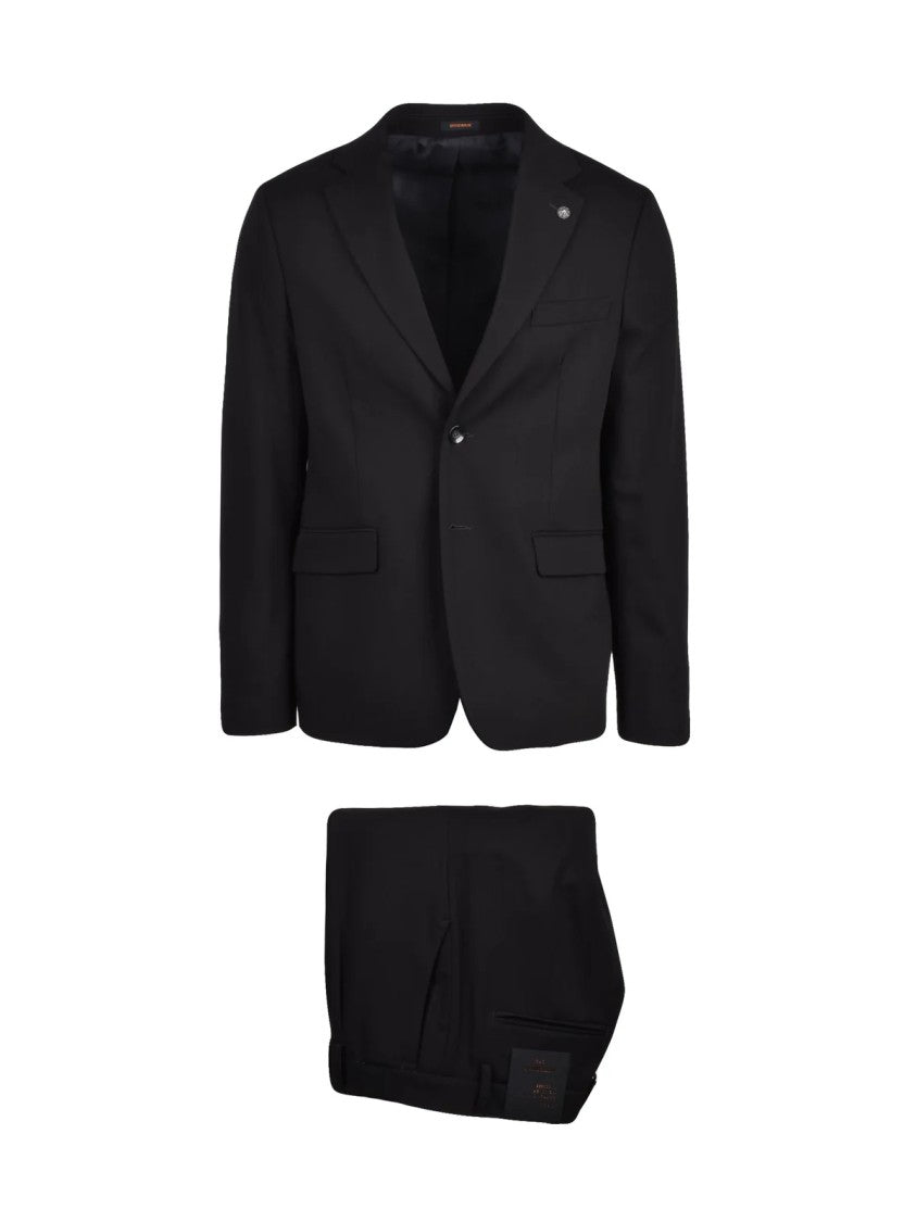 Officina 36 Black Polyester Viscose Wool Elastane Men Suit